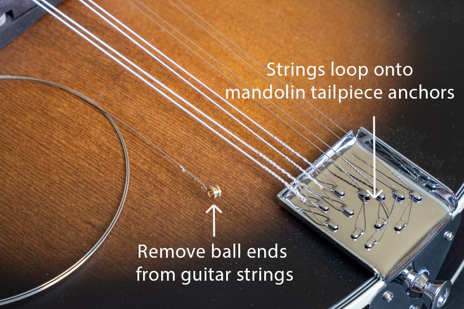 Instructions for installing guitar strings on mandolin
